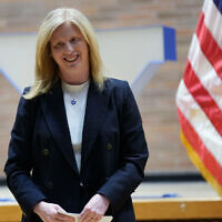 NYPD Commissioner Jessica Tisch at her swearing in ceremony at police headquarters in New York, November 25, 2024. (AP Photo/Seth Wenig, file)