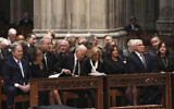Former US presidents front row from left, George W. Bush with Laura Bush, Joe Biden with Jill Biden and former US vice presidents Kamala Harris and Mike Pence with Karen Pence, right, during the funeral for former US vice president Dick Cheney at the Washington National Cathedral on November 20, 2025 in Washington. (AP Photo/Matt Rourke)