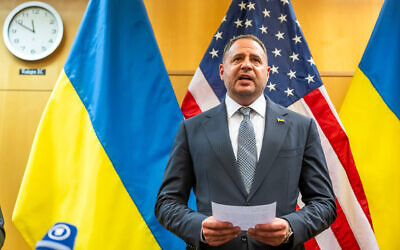 Head of the Office of the President of Ukraine Andriy Yermak talks to the press at the US Mission to International Organizations in Geneva, Switzerland, Nov. 23, 2025. (Martial Trezzini/Keystone via AP) Head of the Office of the President of Ukraine Andriy Yermak talks to the press at the US Mission to International Organizations in Geneva, Switzerland, Nov. 23, 2025. (Martial Trezzini/Keystone via AP)