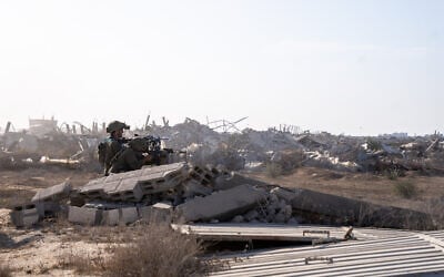 IDF troops are seen in southern Gaza's Rafah, November 23, 2025. (Emanuel Fabian/Times of Israel) IDF troops are seen in southern Gaza's Rafah, November 23, 2025. (Emanuel Fabian/Times of Israel)