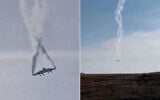 A combo image of footage posted to X showing a Turkish military C-130 crashing in Georgia, November 11, 2025. (Screengrabs / X)