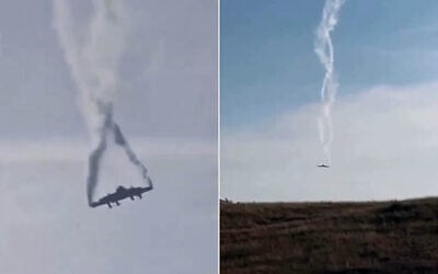 A combo image of footage posted to X showing a Turkish military C-130 crashing in Georgia, November 11, 2025. (Screengrabs / X)