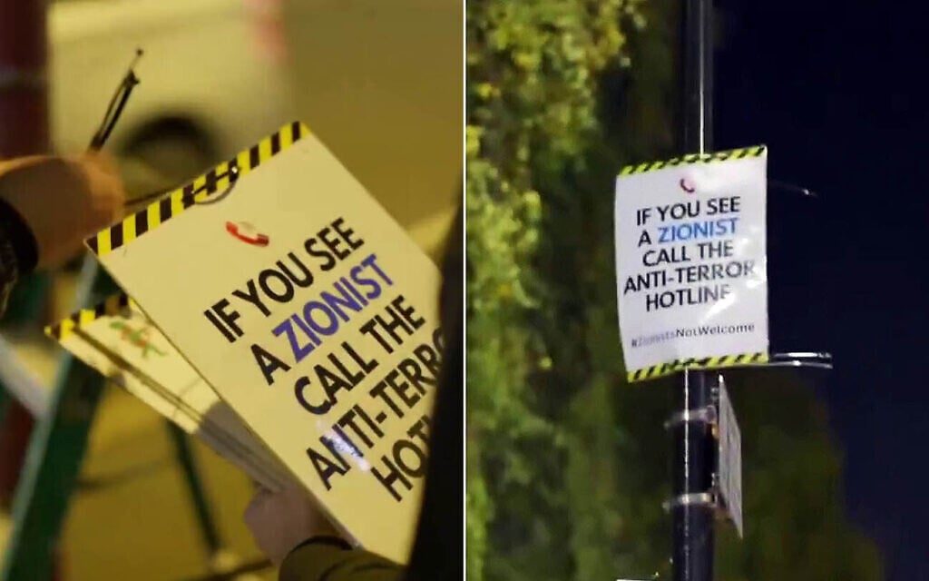 Anti-Israel signs seen ahead of an Aston Villa - Maccabi Tel Aviv soccer game in Birmingham, UK, November 6, 2025. (Screenshots via X, via Deen1fied on Instagram) Anti-Israel signs seen ahead of an Aston Villa - Maccabi Tel Aviv soccer game in Birmingham, UK, November 6, 2025. (Screenshots via X, via Deen1fied on Instagram)