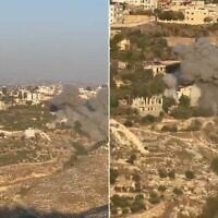 IDF airstrikes in the southern Lebanese town of Shehour, after an evacuation warning, November 19, 2025. (X video screenshot: used in accordance with Clause 27a of the Copyright Law)