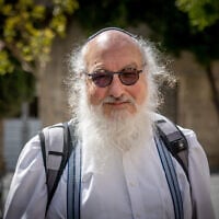 Jonathan Pollard, a former US Navy analyst who spent three decades in prison for spying for Israel, in Jerusalem, August 31, 2023. (Chaim Goldberg/Flash90)