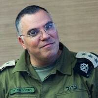 Col. Avichay Adraee, the IDF's Arabic-language spokesman, during a Defense and Foreign Affairs Committee meeting at the Knesset, March 2, 2025. (Chaim Goldberg/Flash90)