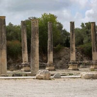 View of the ancient archaeological site of Sebastia, near the West Bank city of Nablus, May 12, 2025. (Nasser Ishtayeh/Flash90)