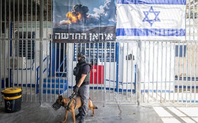 Illustrative: Prison guards operate in a special wing of the Damon Prison established for Israelis accused of spying for Iran, in the Druze town of Daliyat al-Karmel, northern Israel, July 1, 2025. (Chaim Goldberg/Flash90)