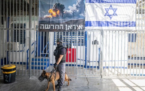 Illustrative: Prison guards operate in a special wing of the Damon Prison established for Israelis accused of spying for Iran, in the Druze town of Daliyat al-Karmel, northern Israel, July 1, 2025. (Chaim Goldberg/Flash90)