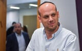 Eli Feldstein, one of the suspects in the so-called Qatargate investigation and accused in the Bild leak scandal, arrives for a court hearing at the Tel Aviv District Court, on July 15, 2025. (Avshalom Sassoni/Flash90)
