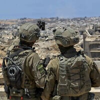Israeli soldiers operating in the northern Gaza Strip, July 22, 2025. (Oren Cohen/Flash90)
