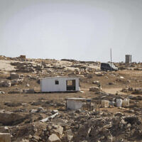 View of an illegal Jewish outpost in Wadi Ajheish near the Palestinian village of Samou in the West Bank, November 1, 2025. (Wisam Hashlamoun/Flash90)