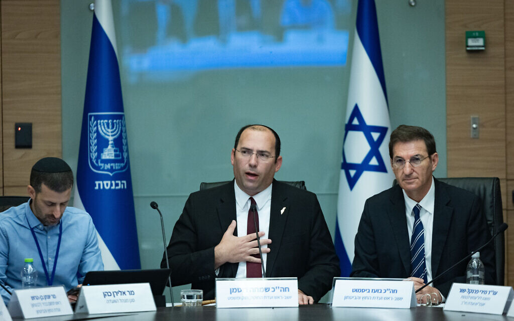 MK Simcha Rothman presides over a meeting of the Knesset Constitution, Law and Justice Committee on the Sde Teiman affair at the Knesset, November 5, 2025. (Yonatan Sindel/Flash90) MK Simcha Rothman presides over a meeting of the Knesset Constitution, Law and Justice Committee on the Sde Teiman affair at the Knesset, November 5, 2025. (Yonatan Sindel/Flash90)