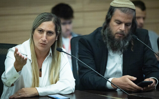 Hila, the wife of a soldier suspected in the Sde Teiman abuse case, attends a meeting of the Knesset Constitution, Law and Justice Committee, November 5, 2025. (Yonatan Sindel/Flash90) Hila, the wife of a soldier suspected in the Sde Teiman abuse case, attends a meeting of the Knesset Constitution, Law and Justice Committee, November 5, 2025. (Yonatan Sindel/Flash90)