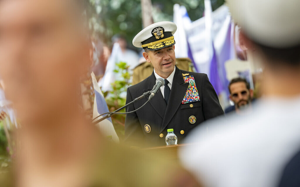 CENTCOM commander Admiral Brad Cooper speaks during the funeral of slain Israeli-American hostage Cpt. Omer Neutra at the Kiryat Shaul Military Cemetery in Tel Aviv, on November 7, 2025. (Erik Marmor/Flash90) CENTCOM commander Admiral Brad Cooper speaks during the funeral of slain Israeli-American hostage Cpt. Omer Neutra at the Kiryat Shaul Military Cemetery in Tel Aviv, on November 7, 2025. (Erik Marmor/Flash90)