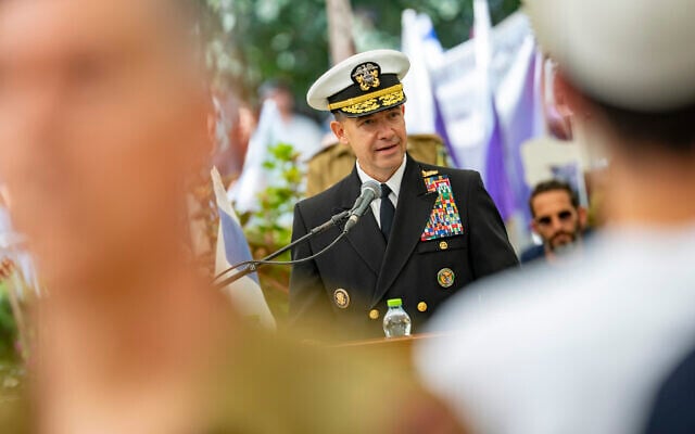 CENTCOM commander Admiral Brad Cooper speaks during the funeral of slain Israeli-American hostage Cpt. Omer Neutra at the Kiryat Shaul Military Cemetery in Tel Aviv, on November 7, 2025. (Erik Marmor/Flash90) CENTCOM commander Admiral Brad Cooper speaks during the funeral of slain Israeli-American hostage Cpt. Omer Neutra at the Kiryat Shaul Military Cemetery in Tel Aviv, on November 7, 2025. (Erik Marmor/Flash90)