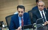 MK Ariel Kallner at a Constitution, Law and Justice Committee meeting at the Knesset, November 10, 2025. (Yonatan Sindel/Flash90)