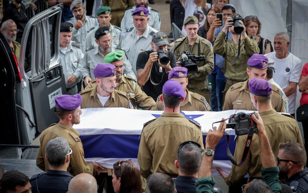 The funeral of soldier Hadar Goldin at the Kfar Saba military cemetery, November 11, 2025 (Tal Gal/FLASH90) The funeral of soldier Hadar Goldin at the Kfar Saba military cemetery, November 11, 2025 (Tal Gal/FLASH90)