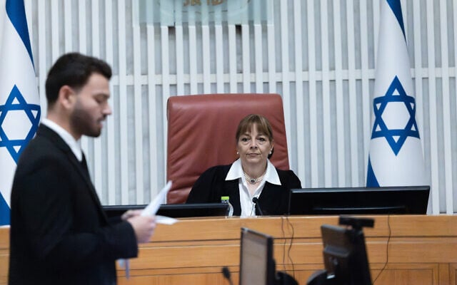 Supreme Court Justice Yael Willner at a court hearing on the Sde Teiman leak probe, at the Supreme Court in Jerusalem. November 11, 2025 (Yonatan SIndel/Flash90)