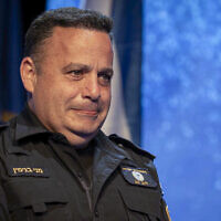 Commander of Lahav 433 Maj. Gen. Manny Binyamin attends a ceremony at the National Police Academy in Beit Shemesh, April 20, 2025. (Oren Ben Hakoon/Flash90)