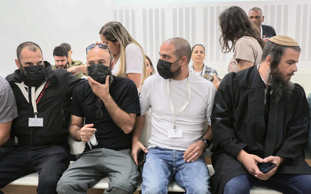 Israeli soldiers accused of abusing a Palestinian detainee at the Sde Teman detention center last year arrive for a court hearing at the Beit Lid military court, November 13, 2025. (Tal Gal/Flash90) Israeli soldiers accused of abusing a Palestinian detainee at the Sde Teman detention center last year arrive for a court hearing at the Beit Lid military court, November 13, 2025. (Tal Gal/Flash90)