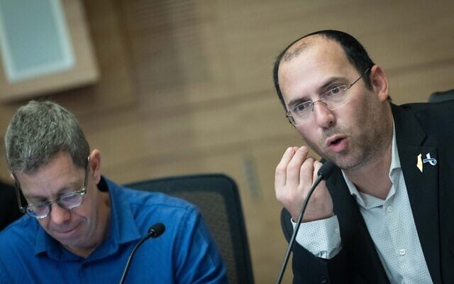 MK Simcha Rothman, right, leads a hearing of the Constitution, Law and Justice Committee at the Knesset in Jerusalem, November 17, 2025. (Yonatan Sindel/Flash90) MK Simcha Rothman, right, leads a hearing of the Constitution, Law and Justice Committee at the Knesset in Jerusalem, November 17, 2025. (Yonatan Sindel/Flash90)