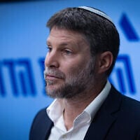 Finance Minister Bezalel Smotrich at the Knesset, in Jerusalem, November 17, 2025. (Yonatan Sindel/Flash90)