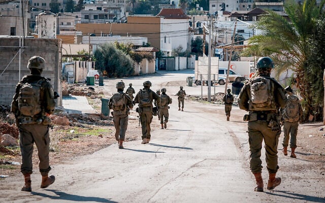Israeli soldiers are seen during an army raid in the West Bank town of Tubas, November 26, 2025. (Flash90) Israeli soldiers are seen during an army raid in the West Bank town of Tubas, November 26, 2025. (Flash90)