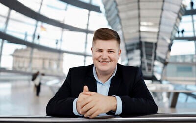 Johannes Volkmann in the Reichstag building, the seat of the German Bundestag. (Tobias Koch)