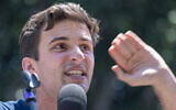 Cameron Kasky speaks at the March for Our Lives protest on June 11, 2022 in Los Angeles, California. (David McNew/Getty Images)
