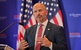 President of the Heritage Foundation Kevin Roberts speaks at the National Conservative Convention in Washington, DC, September 2, 2025. (Dominic Gwinn/ Middle East Images via AFP via JTA)