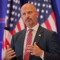 President of the Heritage Foundation Kevin Roberts speaks at the National Conservative Convention in Washington, DC, September 2, 2025. (Dominic Gwinn/ Middle East Images via AFP via JTA)