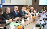 Prime Minister Benjamin Netanyahu leads a cabinet meeting in Jerusalem on November 23, 2025. (Ma’ayan Toaf/GPO)