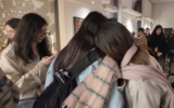 A screengrab of a video showing unveiled women attending an art show at Tehran Design Week, released November 14, 2025. (YouTube)