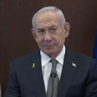 Prime Minister Benjamin Netanyahu speaks at the weekly cabinet meeting in Jerusalem, November 16, 2025. (Screenshot/GPO)