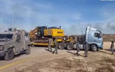 IDF troops begin the evacuation and demolition of the illegal Tzur Misgavi outpost in the West Bank, November 17, 2025. (Courtesy) IDF troops begin the evacuation and demolition of the illegal Tzur Misgavi outpost in the West Bank, November 17, 2025. (Courtesy)