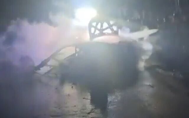 A burning car can be seen in the aftermath of an alleged Israeli strike in the southern Lebanon of town of Mansouri, in which the Lebanese health ministry said one person was killed, on November 16, 2025. (Screenshot: X, used in accordance with Clause 27a of the Copyright Law)