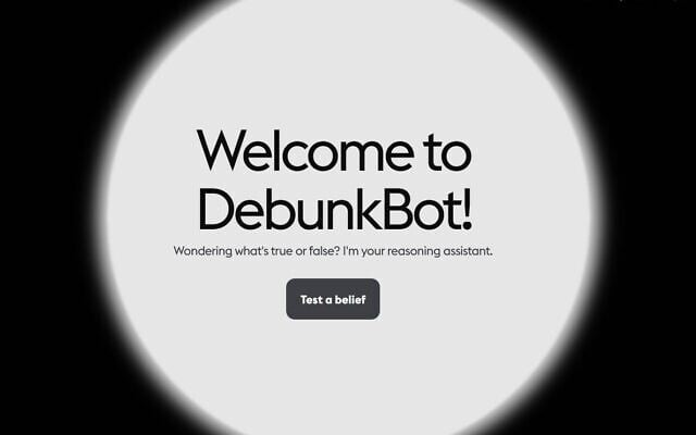 DebunkBot, an AI chatbot used to counter conspiracy theories. (DebunkBot screenshot)