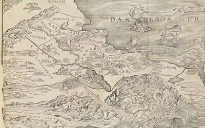 Lucas Cranach the Elder’s map of the Holy Land in Christopher Froschauer’s Old Testament. (The Wren Library, The Master and Fellows of Trinity College, Cambridge, CC BY-SA)