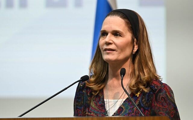 Religious Zionism MK Michal Woldiger, speaking at the Knesset. (Courtesy)