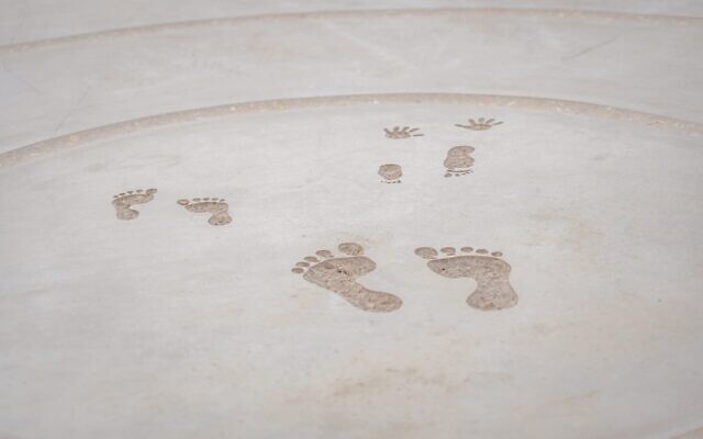 The 'footprints' of Shiri, Ariel, and Kfir Bibas in the center of a new memorial at Kibbutz Tzeelim, where Yarden Bibas grew up. The mother and two young boys were abducted from Kibbutz Nir Oz on October 7, 2023, and subsequently murdered in captivity. (Talia Ben Harush) The 'footprints' of Shiri, Ariel, and Kfir Bibas in the center of a new memorial at Kibbutz Tzeelim, where Yarden Bibas grew up. The mother and two young boys were abducted from Kibbutz Nir Oz on October 7, 2023, and subsequently murdered in captivity. (Talia Ben Harush)