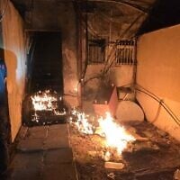 One of nine house fires, likely caused by intentional arson, that broke out in Beersheba overnight on November 20, 2025. (Fire and Rescue Service)
