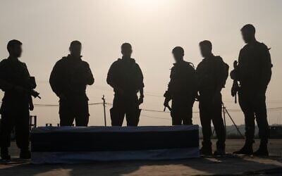 Comrades of Lt. Hadar Goldin escort a casket containing his remains out of the Gaza Strip after they were returned by Hamas on November 9, 2025. (Israel Defense Forces) Comrades of Lt. Hadar Goldin escort a casket containing his remains out of the Gaza Strip after they were returned by Hamas on November 9, 2025. (Israel Defense Forces)