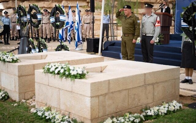 IDF Chief of Staff Lt. Gen. Eyal Zamir salutes over the grave of David Ben-Gurion at Midreshet Ben-Gurion next to Sde Boker in southern Israel, November 26, 2025. (Israel Defense Forces)