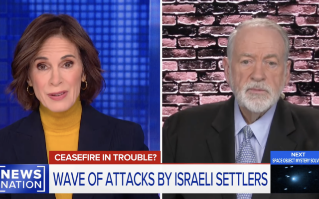 US Ambassador to Israel Mike Huckabee (right) appears on NewsNation, November 19, 2025. (Screenshot from YouTube)