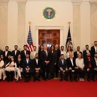 Freed Israeli hostages meet in the White House with US special envoy Steve Witkoff on November 20, 2025. (Shmulik Almany)