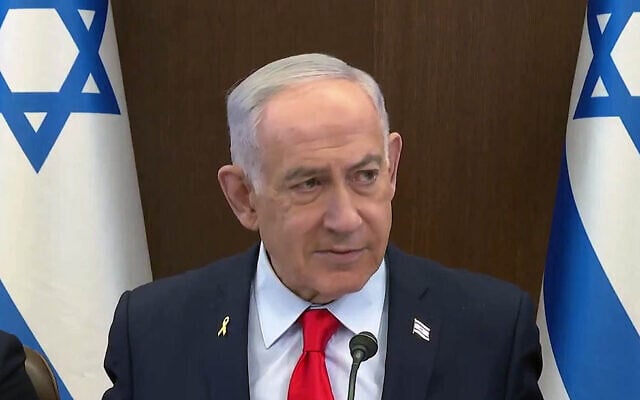 Prime Minister Benjamin Netanyahu speaks during a cabinet meeting on November 2, 2025. (Screenshot/GPO)