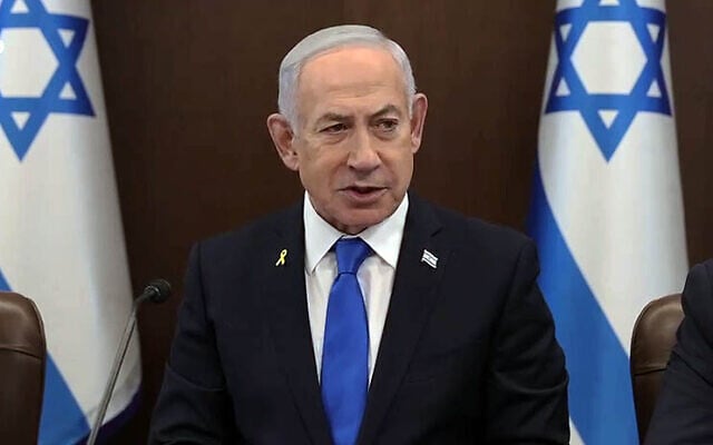 Prime Minister Benjamin Netanyahu leads a cabinet meeting in Jerusalem, November 9, 2025. (Screenshot/GPO)