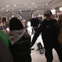 Protesters enter a Zara store in New York, November 30, 2025 (Screenshot Used in accordance with Clause 27a of the Copyright Law)