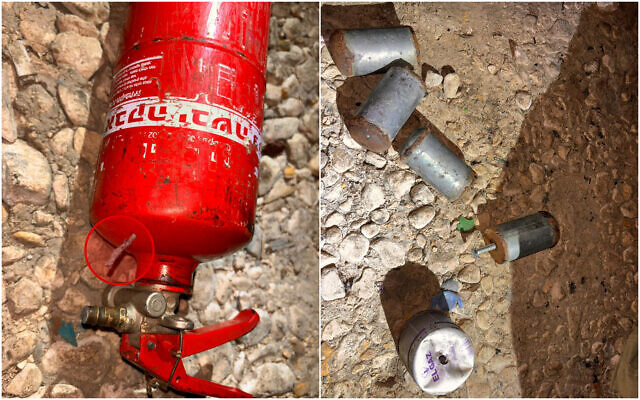 Explosive devices found in a car of a Palestinian who hurled a bomb at troops and was then shot dead in the northern West Bank town of Qabatiya, November 26, 2025. (Israel Defense Forces) Explosive devices found in a car of a Palestinian who hurled a bomb at troops and was then shot dead in the northern West Bank town of Qabatiya, November 26, 2025. (Israel Defense Forces)
